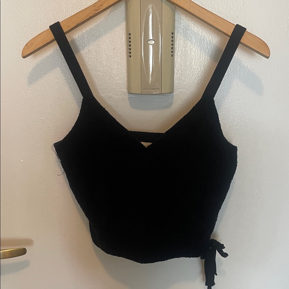 Madewell Black Tie Front Crop Camisole